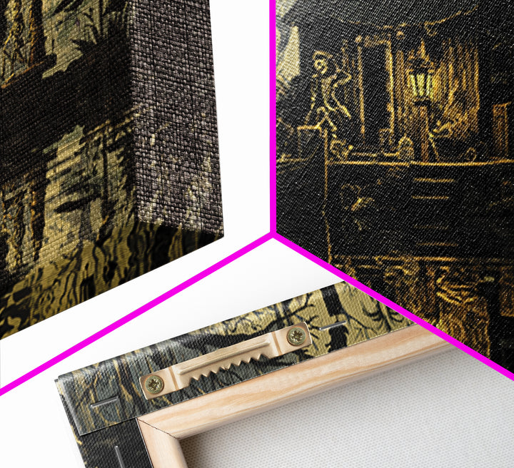 The Foggy Swamp Shack, Macabre Folk Print Art, Wide Panoramic Art, Gothic Horror Wall Art, Canvas Print, Halloween Wall Art