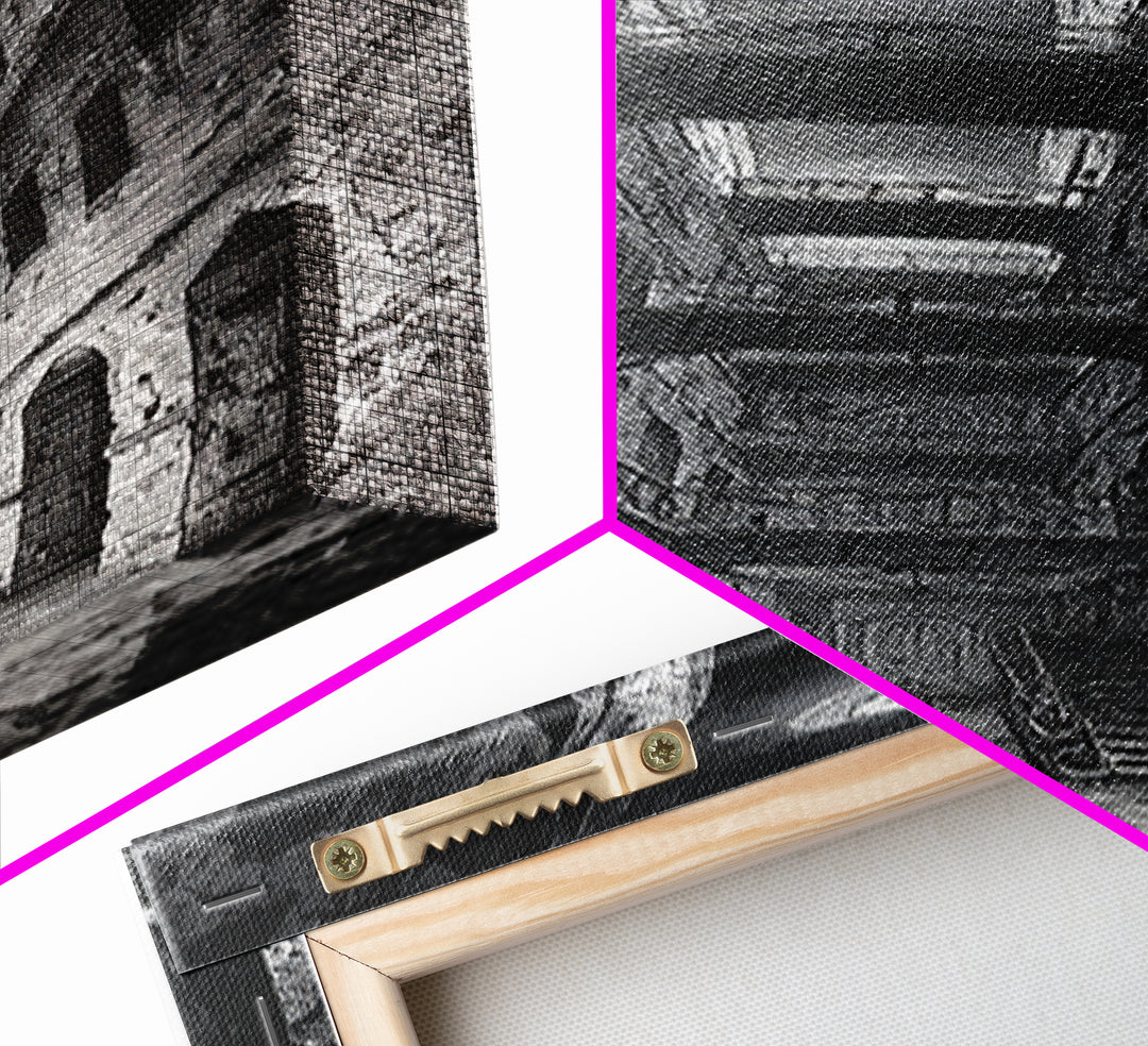 The Derelict Asylum, Architectural Etching Art, Tall Narrow Wall Art, Gothic Horror Wall Art, Canvas Print, Halloween Wall Art