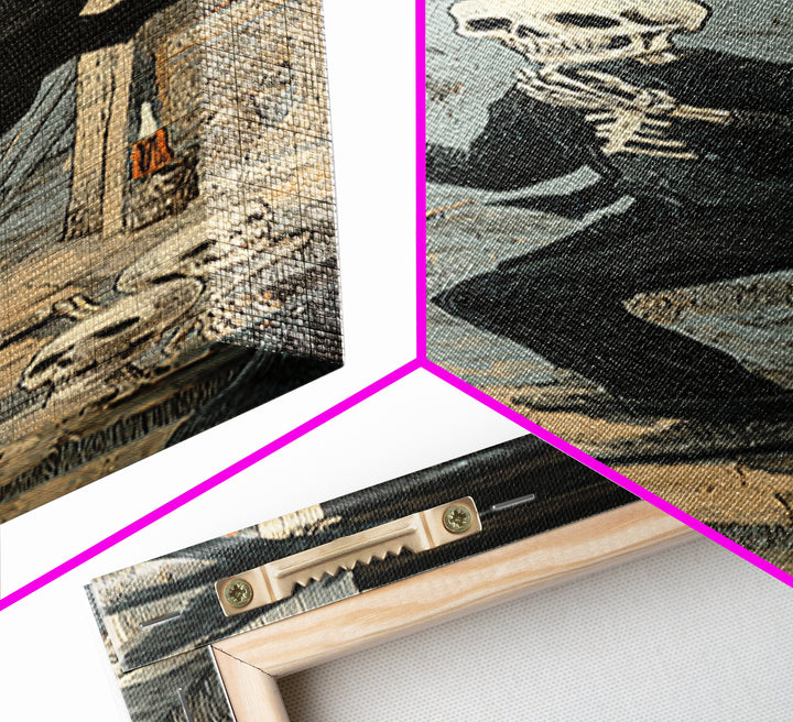 The Derelict Asylum, Macabre Folk Print Art, Tall Narrow Wall Art, Dark Fantasy Wall Art, Framed Canvas Print