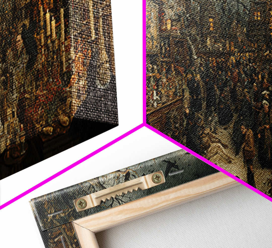 The Midnight Antique Shop, Northern Renaissance Horror, Wide Panoramic Art, Gothic Horror Wall Art, Canvas Print