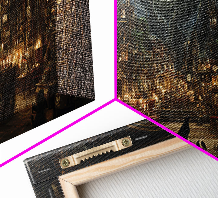 The Midnight Antique Shop, Apocalyptic Romantic Art, Wide Panoramic Art, Gothic Horror Wall Art, Canvas Print, Halloween Wall Art