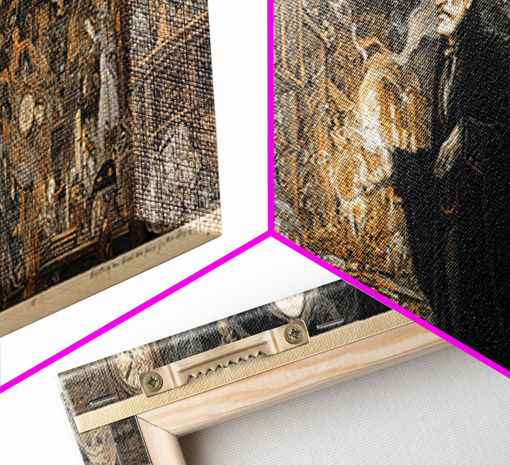 The Midnight Antique Shop, Symbolist Etching Art, Extra Wide Wall Art, Gothic Horror Wall Art, Canvas Print, Halloween Wall Art