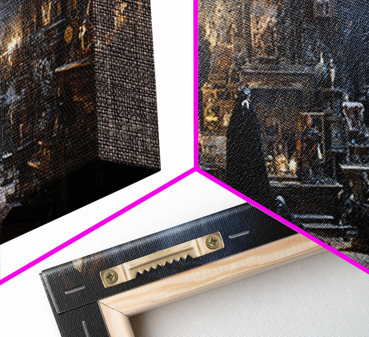 The Midnight Antique Shop, Expressionist Nightmare Art, Wide Panoramic Art, Gothic Horror Wall Art, Canvas Print, Halloween Wall Art