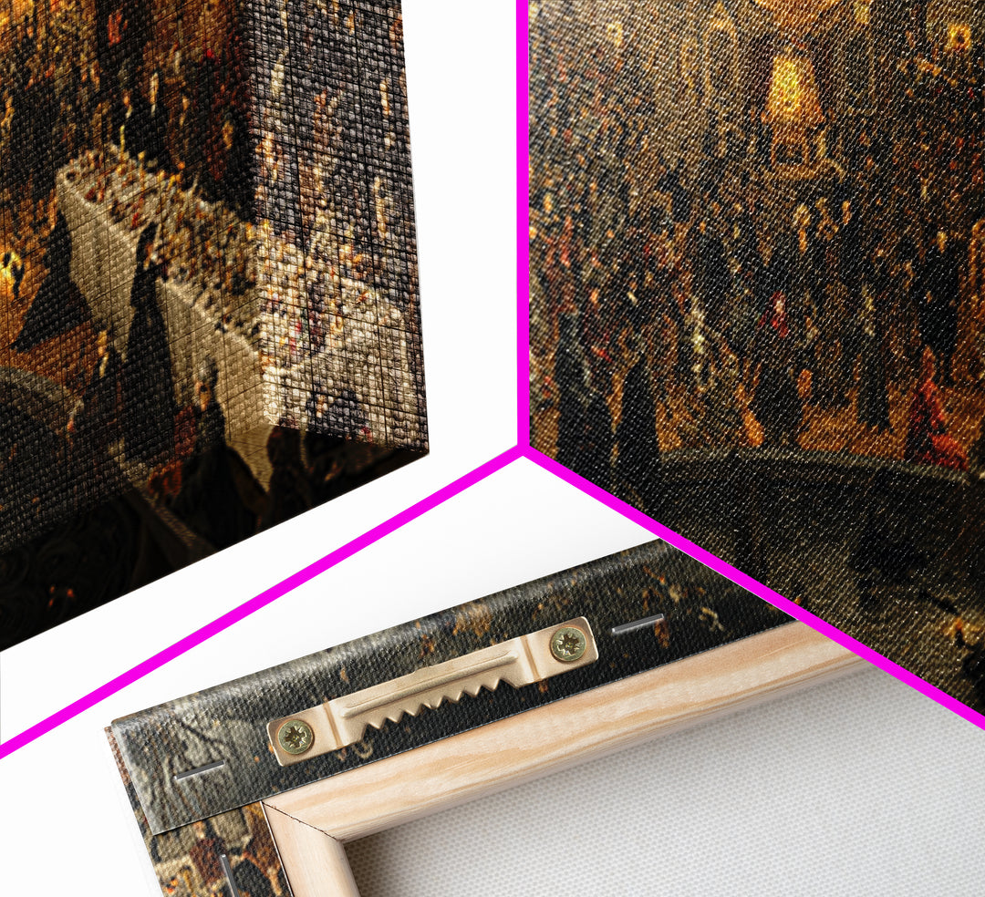 The Haunted Hotel, Northern Renaissance Horror, Wide Panoramic Art, Gothic Horror Wall Art, Canvas Print, Halloween Wall Art