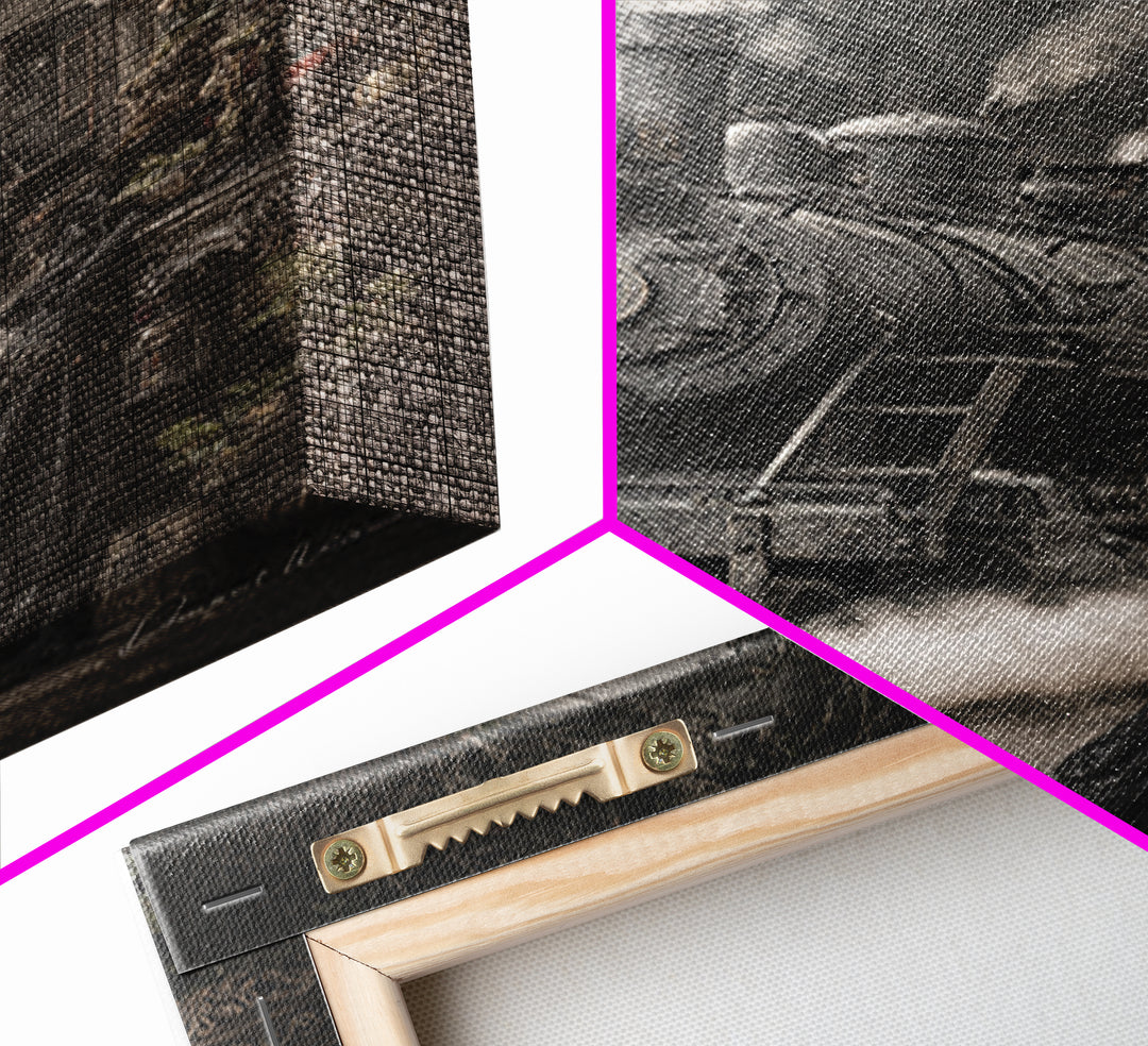 The Abandoned Train Station, Ornate Symbolist Art, Vertical Wall Art, Macabre Wall Art, Canvas Print, Halloween Wall Art