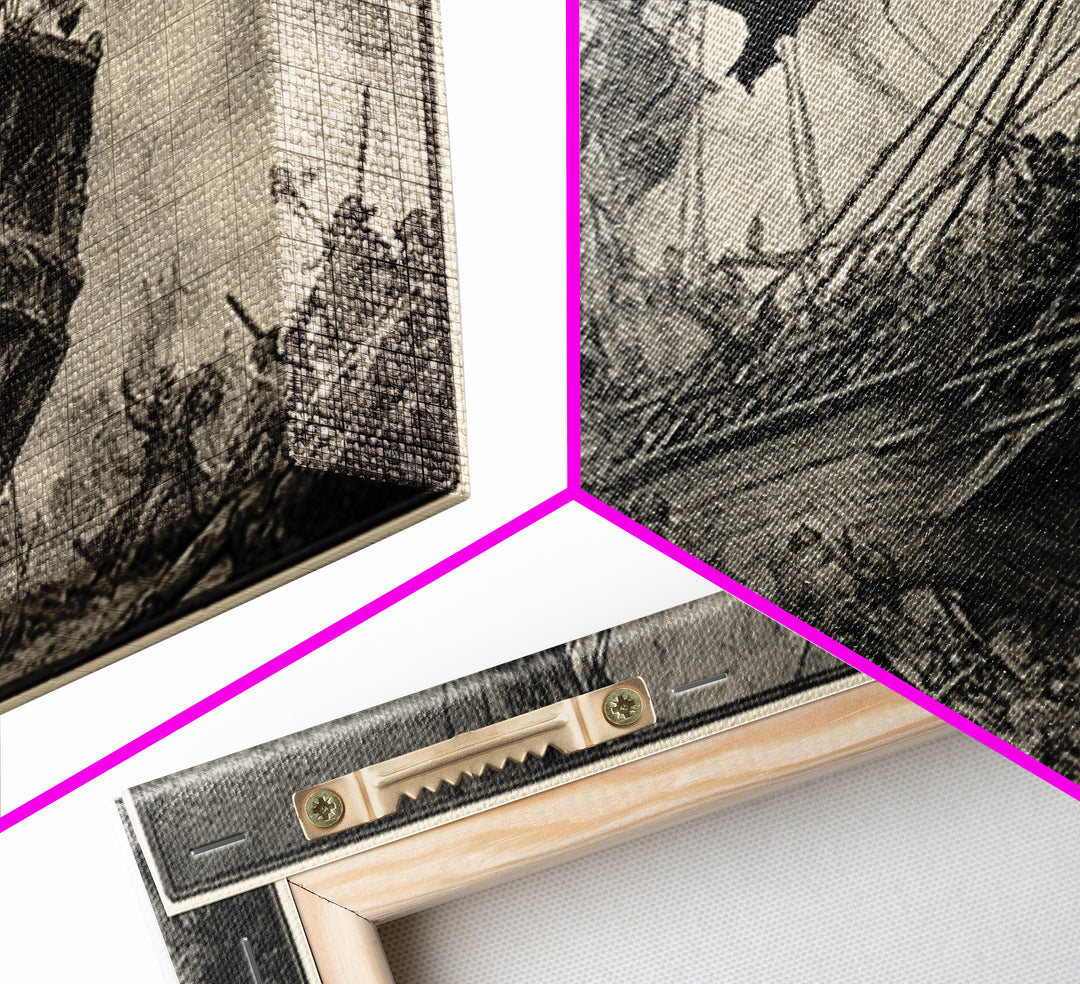 The Shipwreck Cove, Renaissance Engraving Art, Landscape Wall Art, Dark Halloween Decor, Canvas Print, Halloween Wall Art