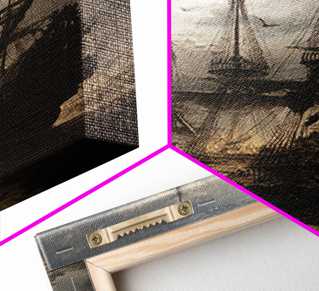 The Shipwreck Cove, Dark Romantic Horror Art, Vertical Wall Art, Dark Halloween Decor, Framed Canvas Print, Halloween Wall Art