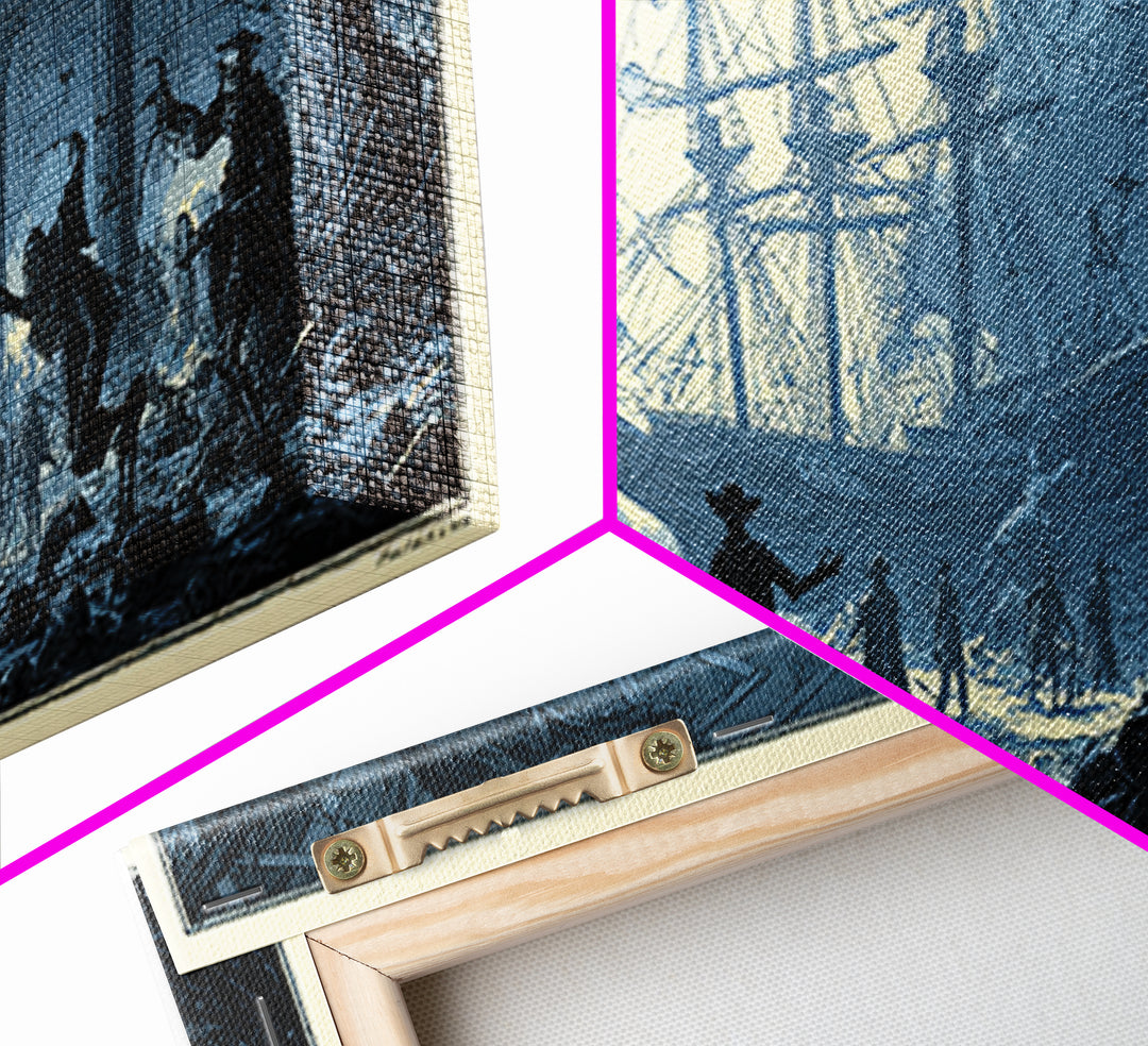 The Shipwreck Cove, Macabre Folk Print Art, Wide Panoramic Art, Macabre Wall Art, Framed Canvas Print, Halloween Wall Art