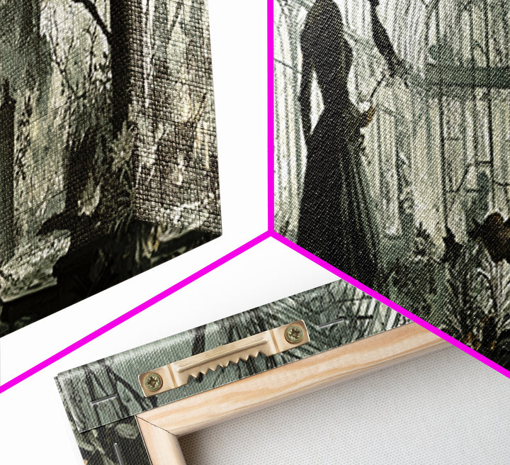The Cemetery Greenhouse, Decadent Gothic Art, Extra Wide Wall Art, Dark Fantasy Wall Art, Canvas Print, Halloween Wall Art