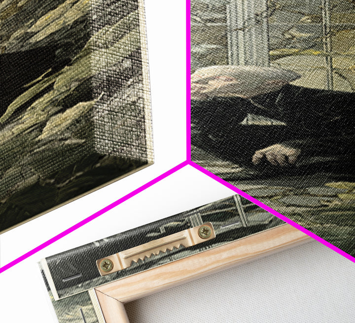 The Cemetery Greenhouse, Symbolist Etching Art, Tall Narrow Wall Art, Dark Fantasy Wall Art, Canvas Print, Halloween Wall Art