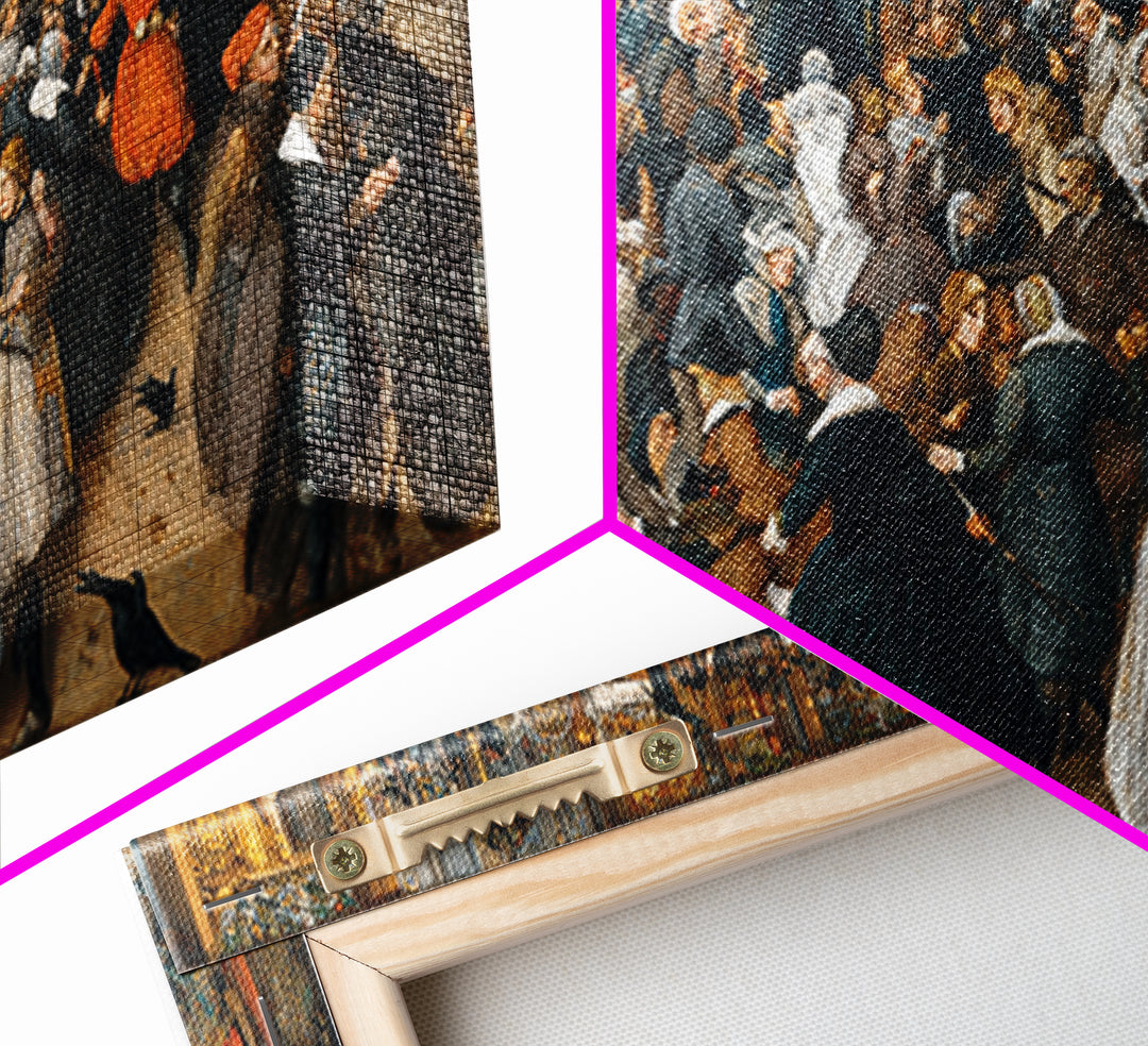 The Midnight Masquerade, Northern Renaissance Horror, Wide Panoramic Art, Gothic Horror Wall Art, Canvas Print, Halloween Wall Art