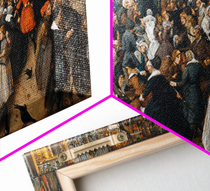 The Midnight Masquerade, Northern Renaissance Horror, Wide Panoramic Art, Gothic Horror Wall Art, Canvas Print, Halloween Wall Art