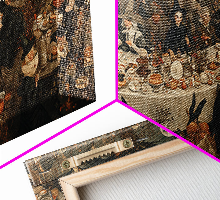 The Witches' Tea Party, Northern Renaissance Horror, Wide Panoramic Art, Gothic Horror Wall Art, Framed Canvas Print