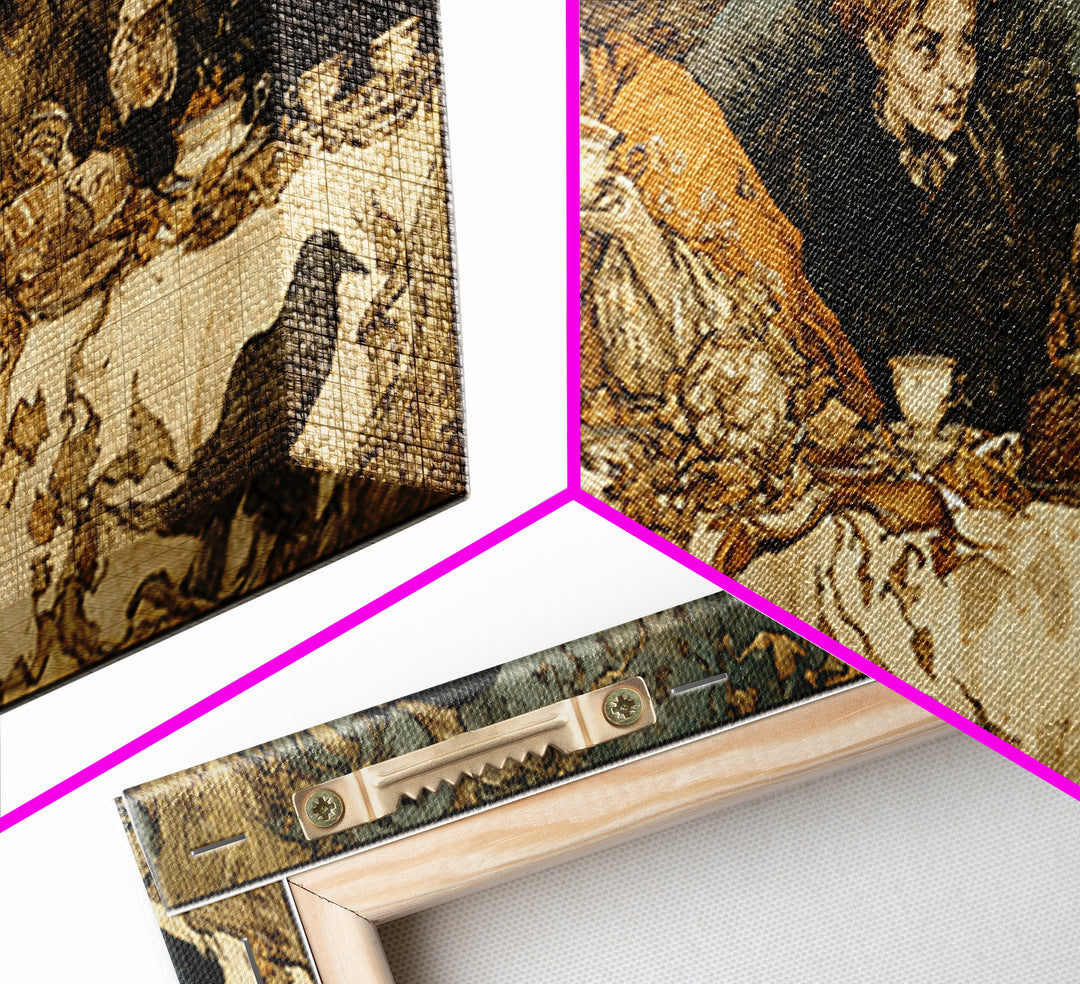 The Witches' Tea Party, Gothic Storybook Art, Wide Panoramic Art, Dark Halloween Decor, Framed Canvas Print, Halloween Wall Art