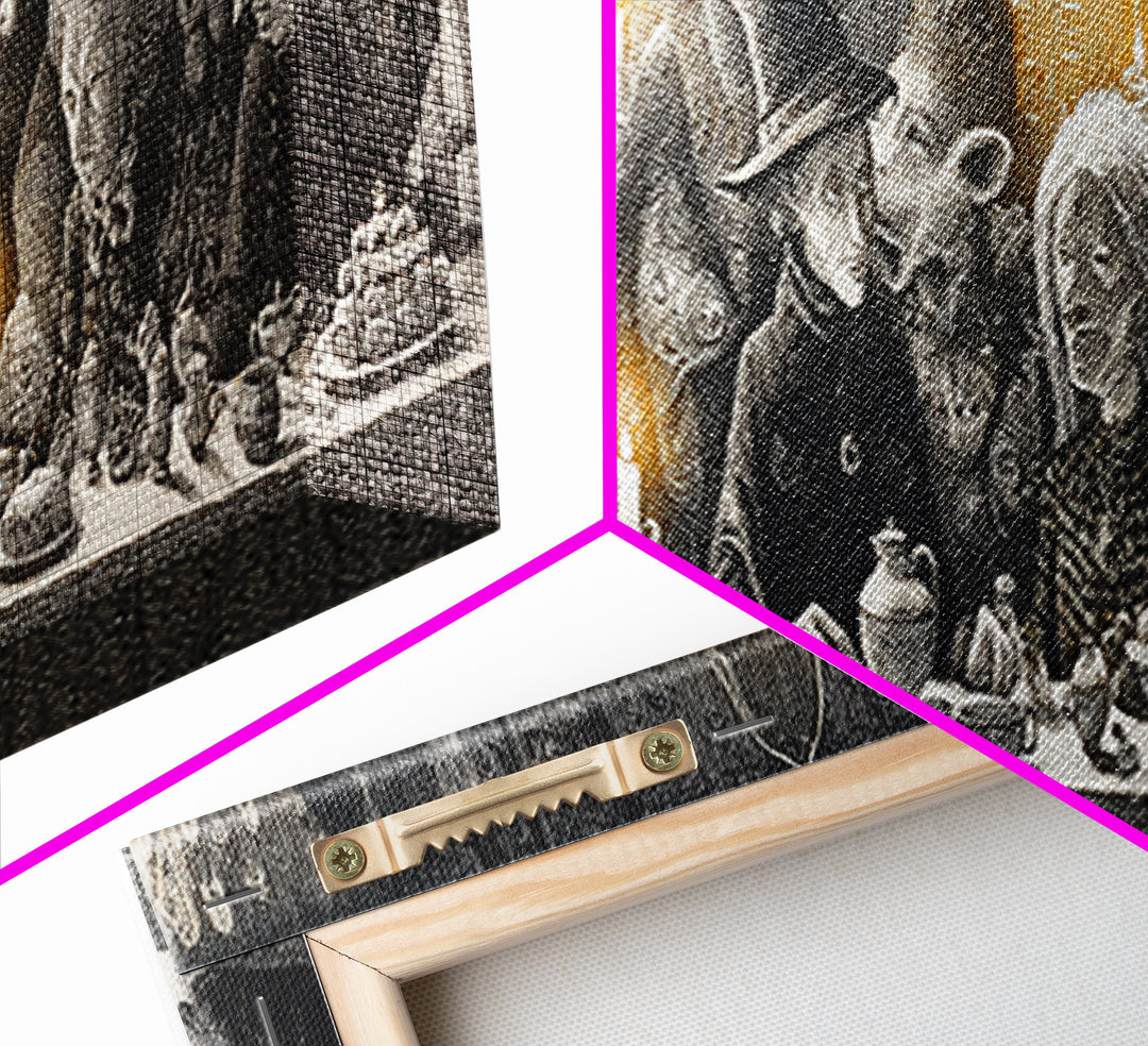 The Witches' Tea Party, Victorian Macabre Art, Extra Wide Wall Art, Macabre Wall Art, Framed Canvas Print, Halloween Wall Art