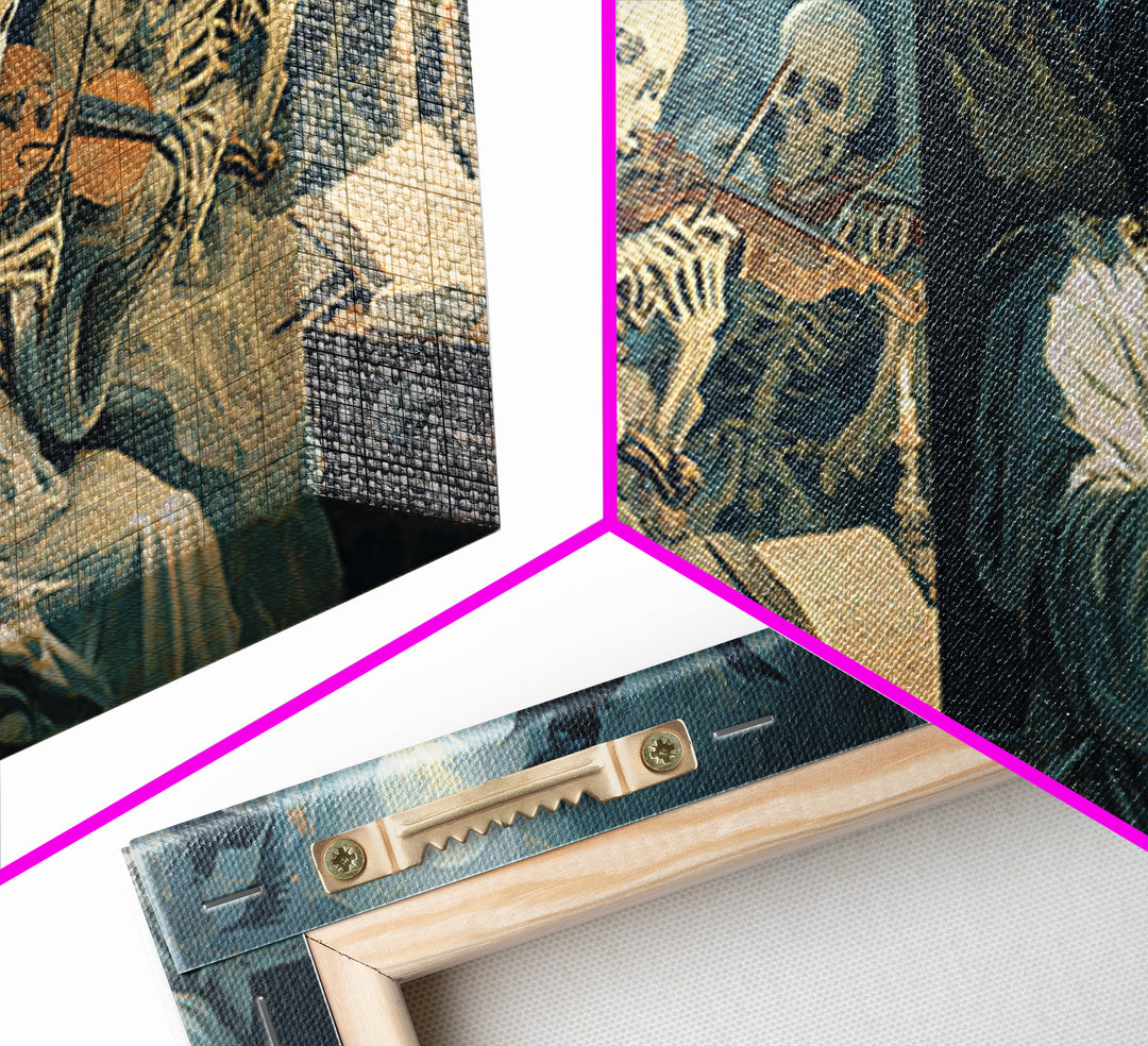 The Skeleton Orchestra, Gothic Nightmare Art, Wide Panoramic Art, Dark Fantasy Wall Art, Canvas Print, Halloween Wall Art
