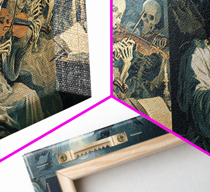 The Skeleton Orchestra, Gothic Nightmare Art, Wide Panoramic Art, Dark Fantasy Wall Art, Canvas Print, Halloween Wall Art