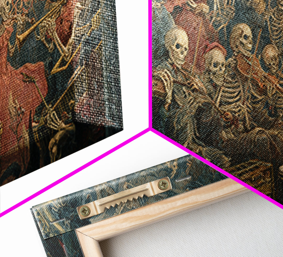The Skeleton Orchestra, Grotesque Carnival Art, Wide Panoramic Art, Dark Fantasy Wall Art, Canvas Print, Halloween Wall Art