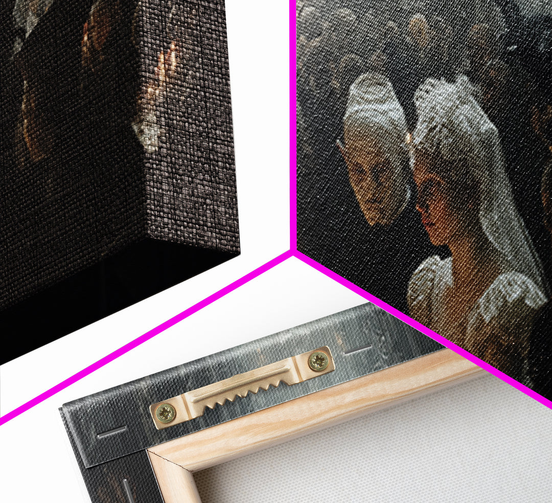 The Ghost Wedding, Medieval Grotesque Art, Wide Panoramic Art, Dark Halloween Decor, Canvas Print, Halloween Wall Art