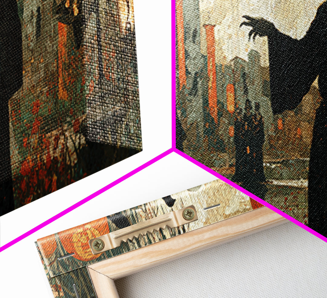 The Monster Parade, Symbolist Gothic Landscape, Wide Panoramic Art, Macabre Wall Art, Canvas Print, Halloween Wall Art