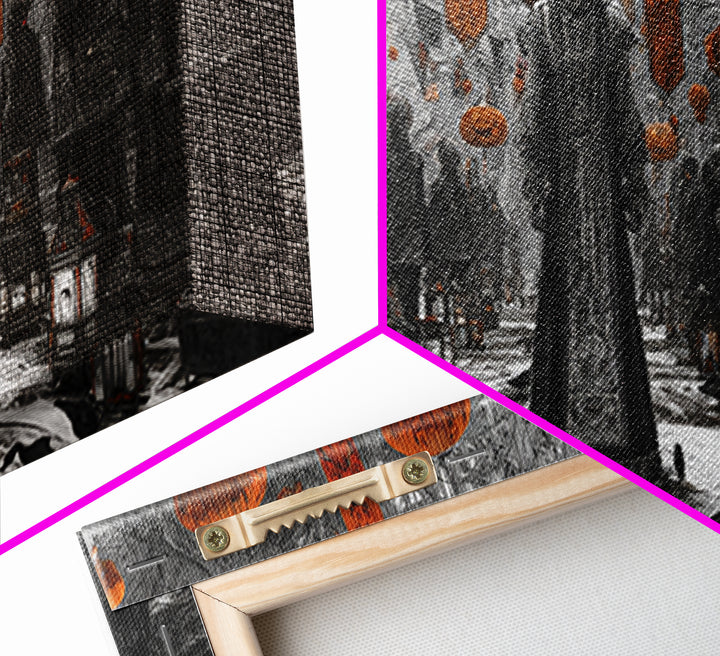 The Monster Parade, Biomechanical Horror Art, Wide Panoramic Art, Gothic Horror Wall Art, Canvas Print, Halloween Wall Art