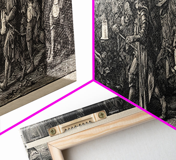 The Trick-Or-Treat Procession, Renaissance Engraving Art, Extra Wide Wall Art, Macabre Wall Art, Canvas Print, Halloween Wall Art