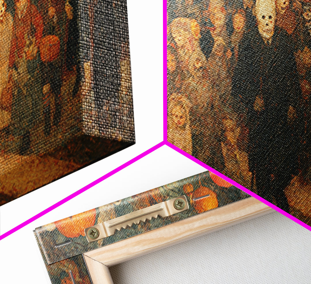 The Trick-Or-Treat Procession, Grotesque Carnival Art, Wide Panoramic Art, Gothic Horror Wall Art, Canvas Print, Halloween Wall Art