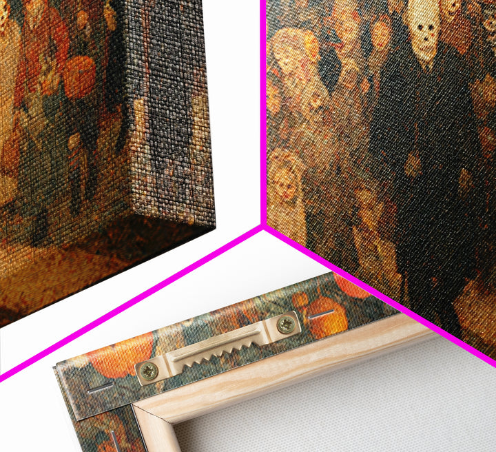 The Trick-Or-Treat Procession, Grotesque Carnival Art, Wide Panoramic Art, Gothic Horror Wall Art, Canvas Print, Halloween Wall Art