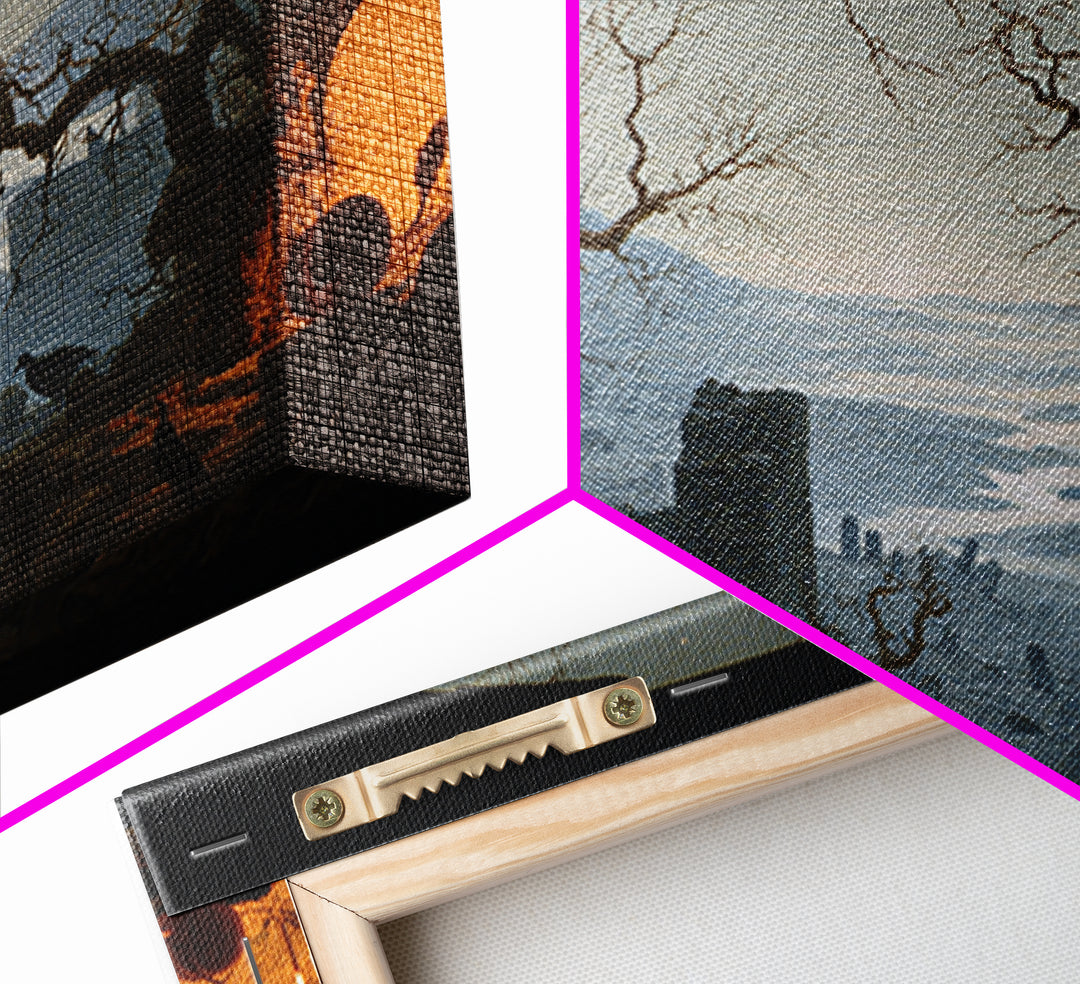 The Pumpkin-Carving Ritual, Romantic Gothic Landscape, Landscape Wall Art, Gothic Horror Wall Art, Framed Canvas Print