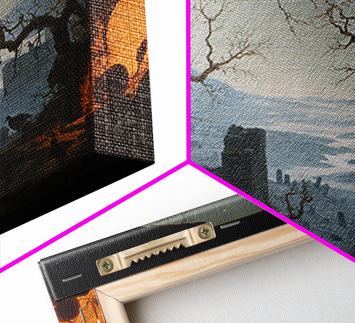 The Pumpkin-Carving Ritual, Romantic Gothic Landscape, Landscape Wall Art, Gothic Horror Wall Art, Framed Canvas Print