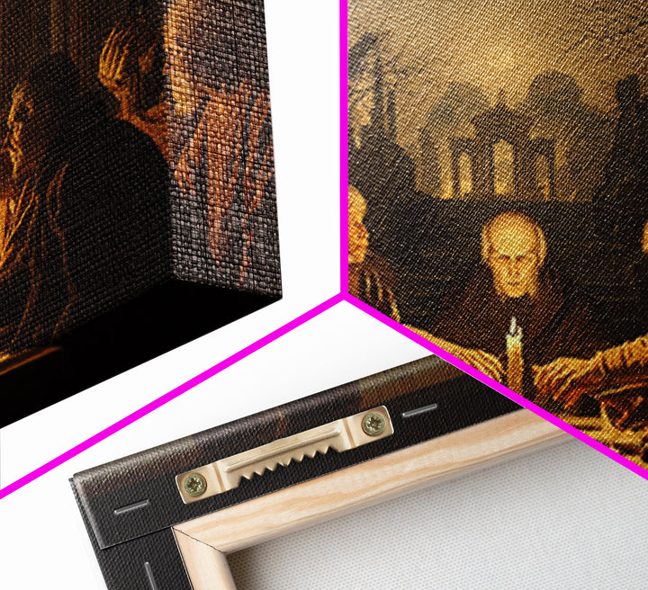 The Candlelit Seance, Romantic Gothic Landscape, Landscape Wall Art, Macabre Wall Art, Framed Canvas Print, Halloween Wall Art