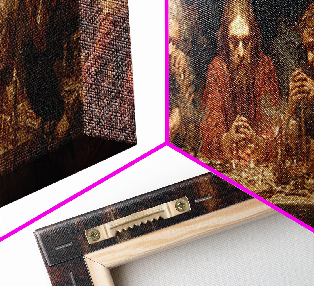 The Candlelit Seance, Ornate Symbolist Art, Extra Wide Wall Art, Dark Halloween Decor, Framed Canvas Print, Halloween Wall Art