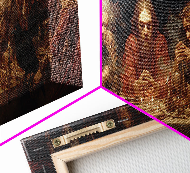 The Candlelit Seance, Ornate Symbolist Art, Extra Wide Wall Art, Dark Halloween Decor, Framed Canvas Print, Halloween Wall Art