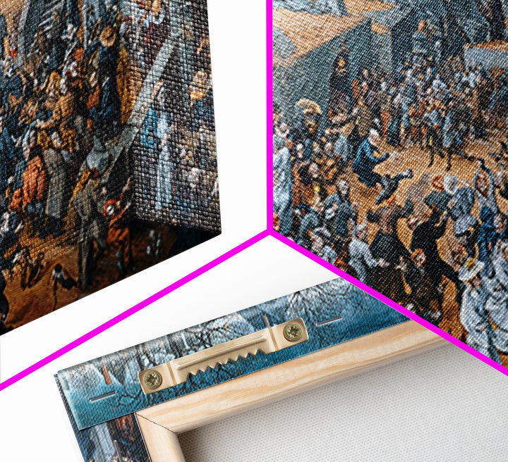 The Graveyard Dance, Northern Renaissance Horror, Wide Panoramic Art, Dark Fantasy Wall Art, Framed Canvas Print