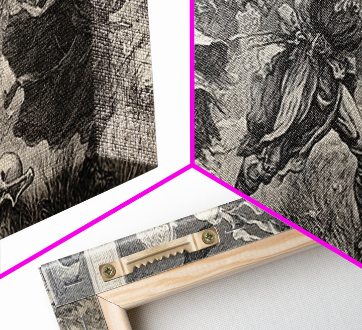 The Graveyard Dance, Renaissance Engraving Art, Wide Panoramic Art, Gothic Horror Wall Art, Canvas Print, Halloween Wall Art
