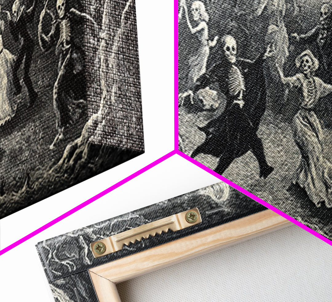 The Graveyard Dance, Expressionist Nightmare Art, Wide Panoramic Art, Dark Fantasy Wall Art, Framed Canvas Print, Halloween Wall Art