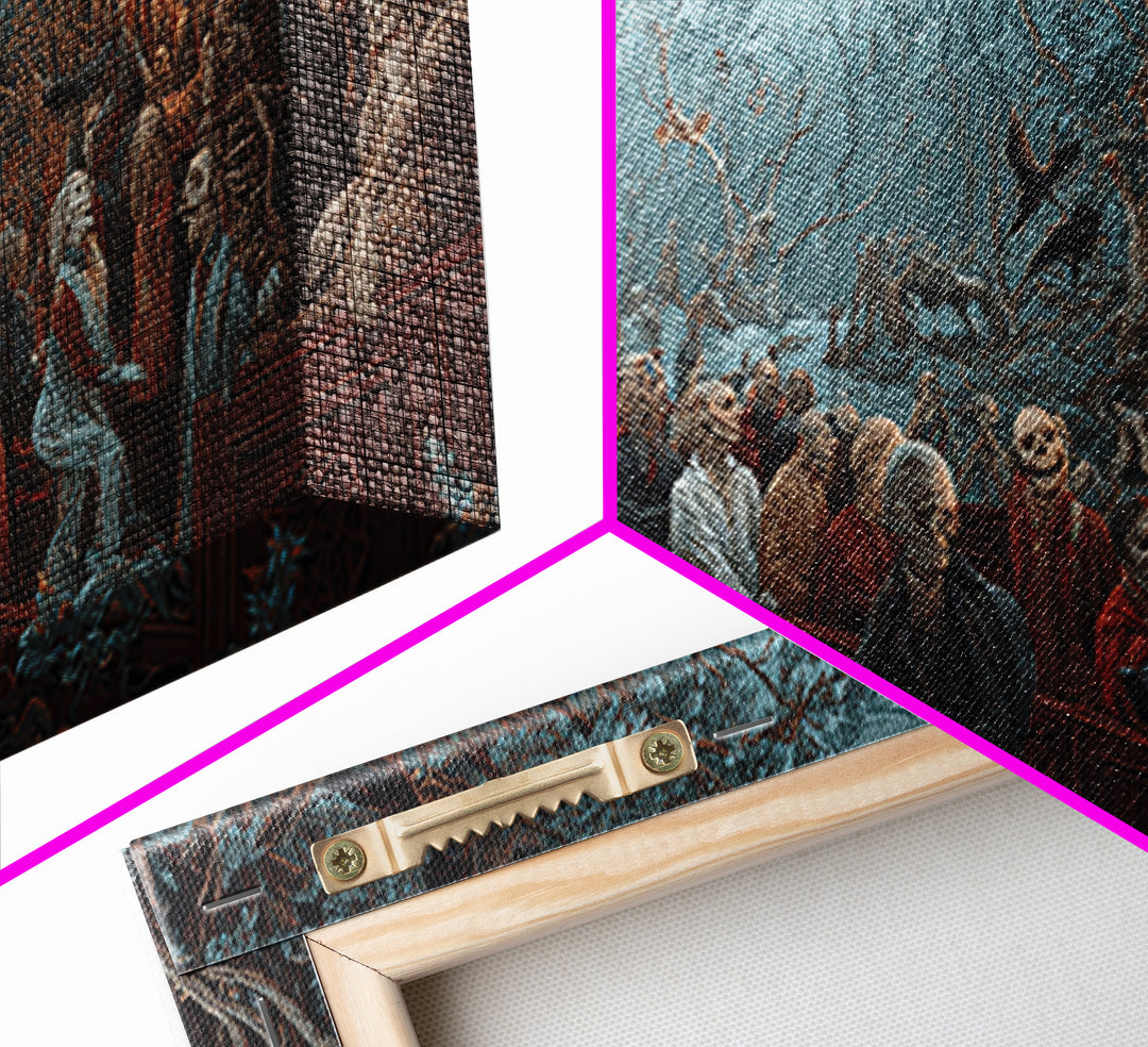 The Haunted Hayride, Medieval Grotesque Art, Wide Panoramic Art, Macabre Wall Art, Framed Canvas Print, Halloween Wall Art