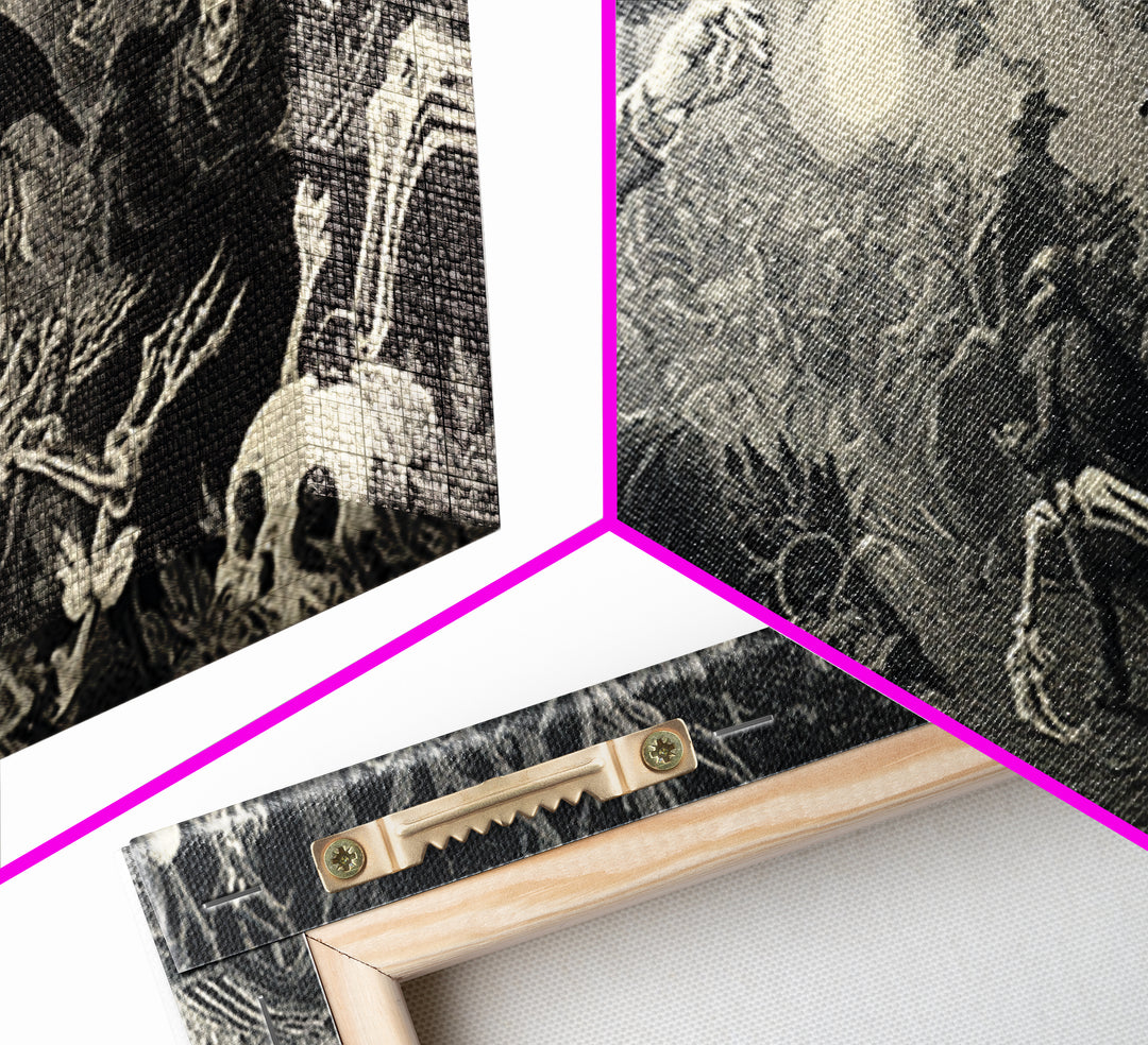 The Haunted Hayride, Macabre Folk Print Art, Wide Panoramic Art, Dark Halloween Decor, Canvas Print, Halloween Wall Art