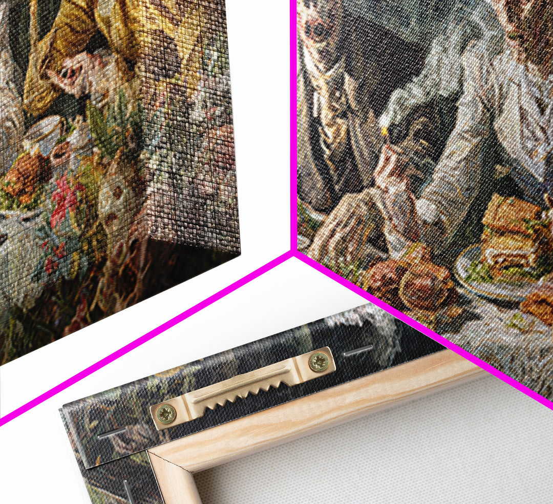The Zombie Picnic, Dark Renaissance Art, Wide Panoramic Art, Dark Fantasy Wall Art, Framed Canvas Print, Halloween Wall Art