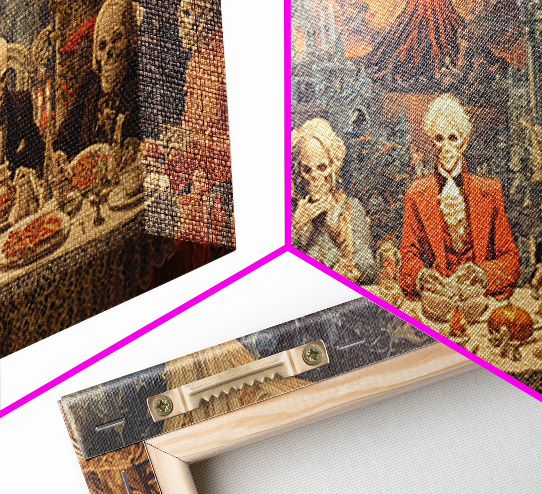 The Zombie Picnic, Apocalyptic Romantic Art, Wide Panoramic Art, Macabre Wall Art, Framed Canvas Print, Halloween Wall Art, Halloween Decor