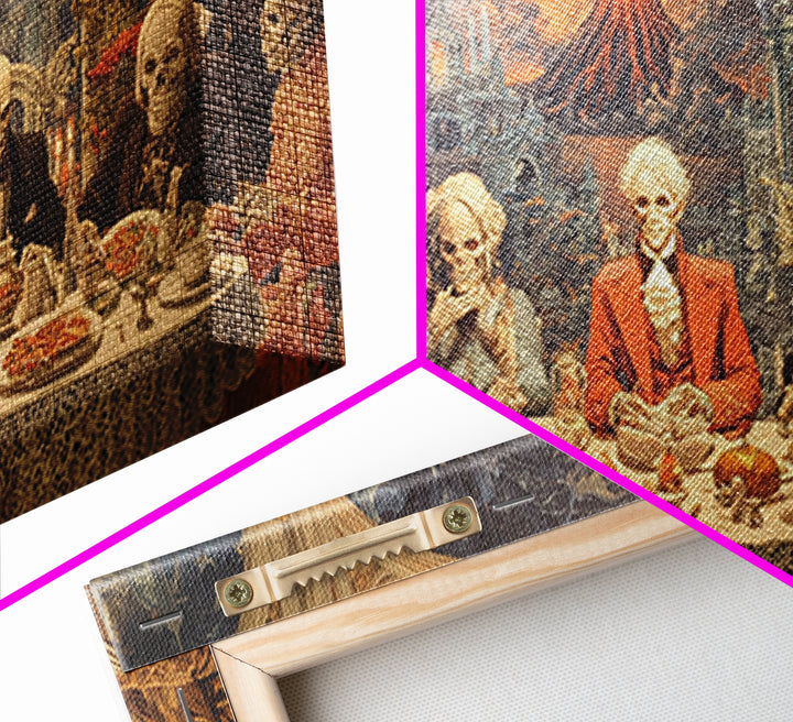 The Zombie Picnic, Apocalyptic Romantic Art, Wide Panoramic Art, Macabre Wall Art, Framed Canvas Print, Halloween Wall Art, Halloween Decor
