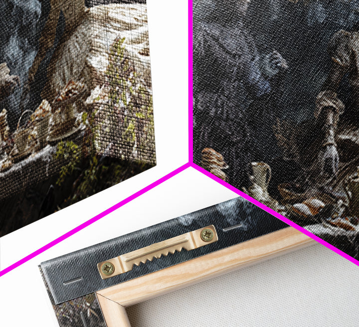The Zombie Picnic, Symbolist Gothic Landscape, Wide Panoramic Art, Dark Fantasy Wall Art, Canvas Print, Halloween Wall Art