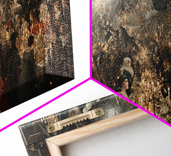 The Vampire Banquet, Medieval Grotesque Art, Wide Panoramic Art, Macabre Wall Art, Canvas Print, Halloween Wall Art