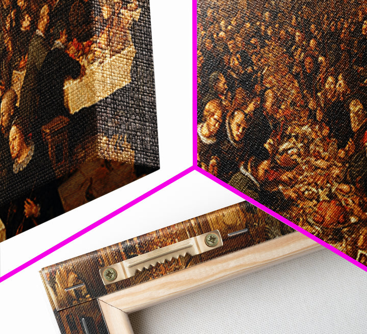 The Vampire Banquet, Northern Renaissance Horror, Wide Panoramic Art, Dark Halloween Decor, Canvas Print, Halloween Wall Art
