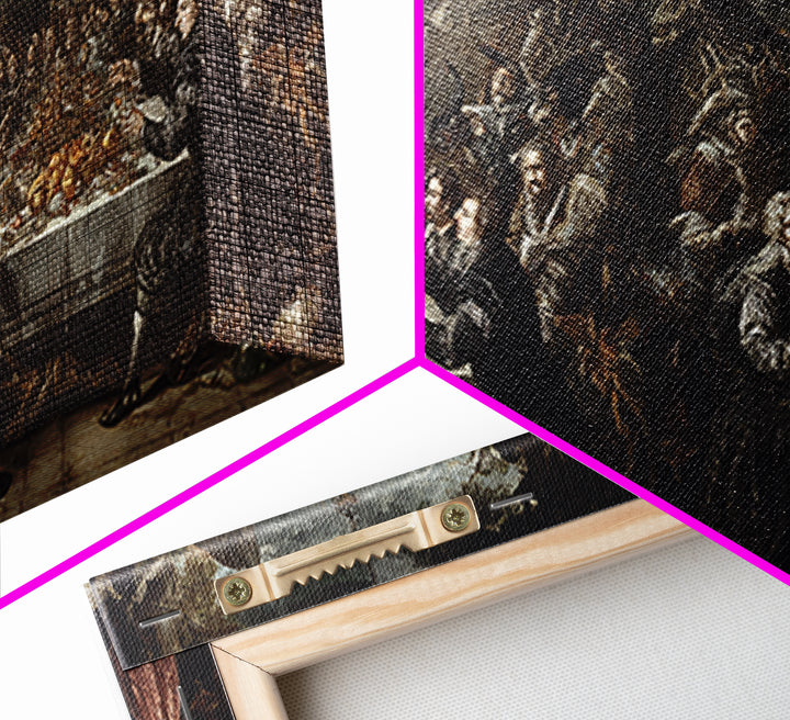 The Vampire Banquet, Baroque Witchcraft Art, Wide Panoramic Art, Dark Fantasy Wall Art, Framed Canvas Print, Halloween Wall Art