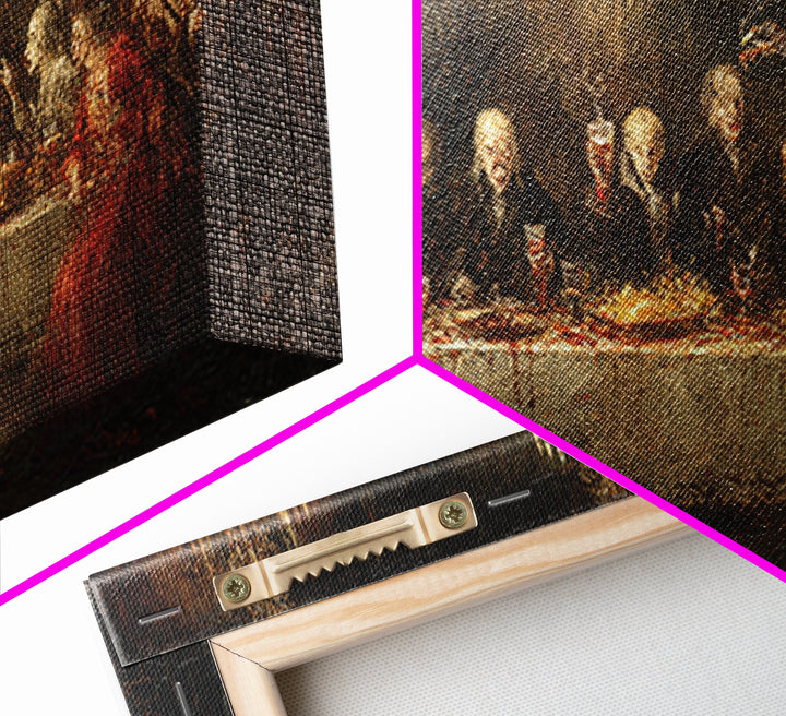 The Vampire Banquet, Dark Romantic Horror Art, Wide Panoramic Art, Dark Halloween Decor, Framed Canvas Print, Halloween Wall Art