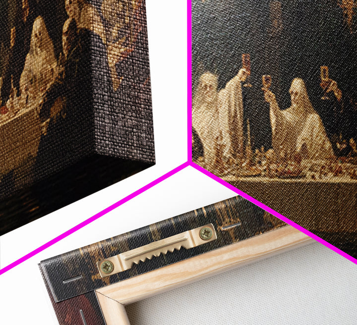 The Vampire Banquet, Symbolist Gothic Landscape, Wide Panoramic Art, Dark Halloween Decor, Canvas Print, Halloween Wall Art
