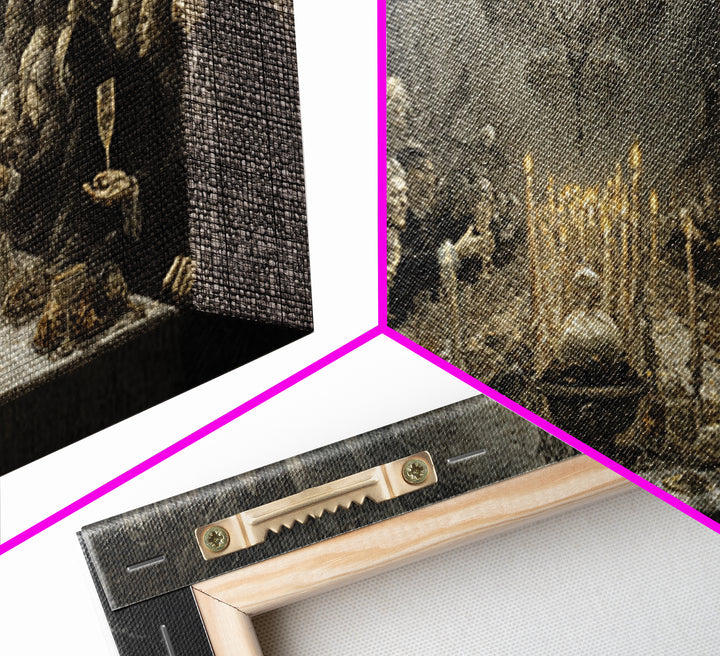 The Vampire Banquet, Expressionist Nightmare Art, Wide Panoramic Art, Dark Fantasy Wall Art, Framed Canvas Print, Halloween Wall Art