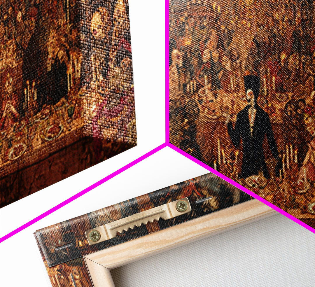 The Vampire Banquet, Grotesque Carnival Art, Wide Panoramic Art, Dark Halloween Decor, Canvas Print, Halloween Wall Art, Spooky Wall Decor
