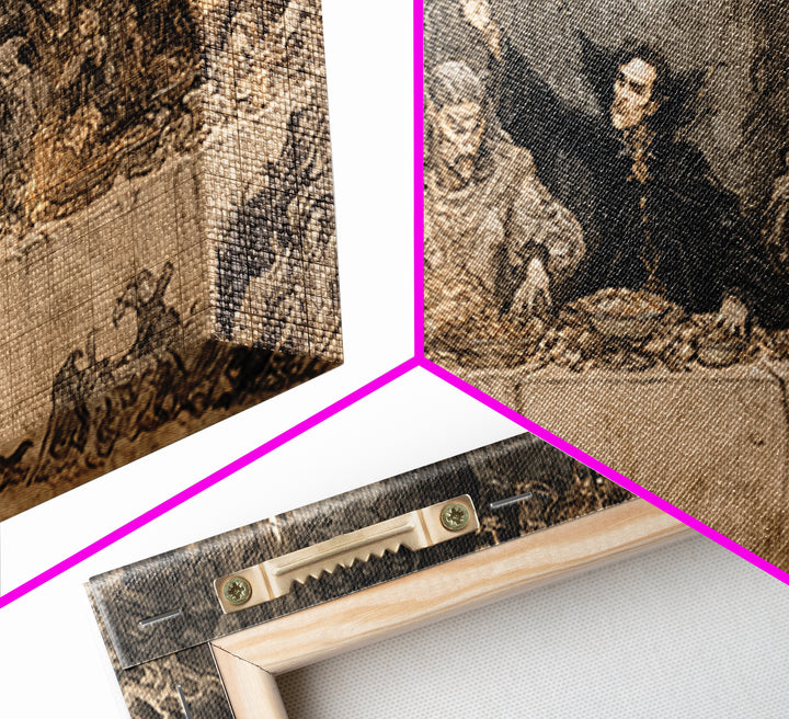 The Vampire Banquet, Gothic Storybook Art, Wide Panoramic Art, Dark Fantasy Wall Art, Canvas Print, Halloween Wall Art